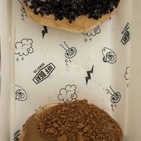 Both vegan donut options (cookies and crème and  biscoff)  at Offbeat Donut Co in Dublin