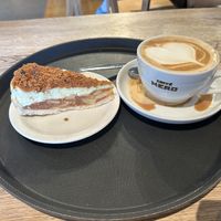 Vegan latte without milk and apple crumble tart  at Caffè Nero - O'Connell St Lower in Dublin