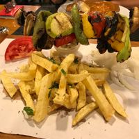 Slouvaki …delicious grilled veg with chips 😋 at 3 Pigs in Rhodes