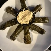 Dolmades with Hummus  at 3 Pigs in Rhodes