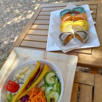 Hummus bowl & panadas at Vegamare in Alghero
