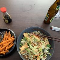 Sweet potato fries & Number 15 with Tofu at Veganese Quan Chay in Leipzig