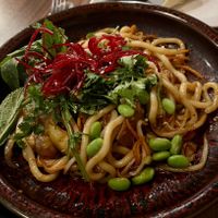 Udon Nudeln mit Soja Schnetzle  at Veganese Quan Chay in Leipzig