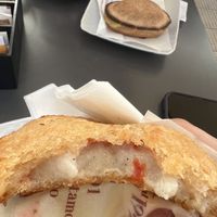 Inside of a vegan Rustico (Pasticciotto in the background)  at Caffè Alvino in Lecce