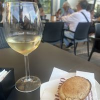 Wine and vegan pasticiatto  at Caffè Alvino in Lecce