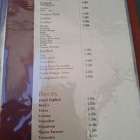 Menu at Caffè Alvino in Lecce