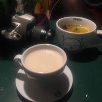 latte and herbal tea at for.rest in Warsaw