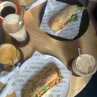 sandwiches, salty coffee, americano, orange juice and a protein shake  at KURUMI - Healthy Vegan Food & Desserts in Da Nang