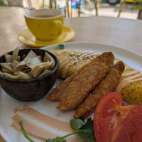 Chickpea omelette with extra tempeh at KURUMI in Da Nang