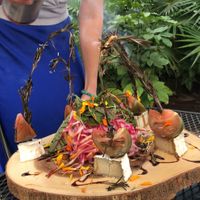 Vegan Brie, beets, tomato and rosemary.  at Jonny NoBones at the Old Riverhouse Vegan Village in Fort Lauderdale