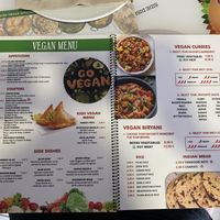 Vegan menu  at Curry and Spices in Tenerife