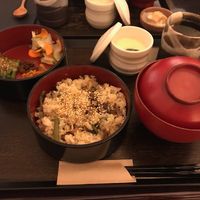 Vegan lunch menu (miso soup contains dried fish) at Toraya in Paris