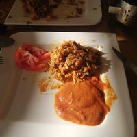 Biriani with soy meat (photo during eating, sorry) at Delhi Darbar - Puerto de Santiago in Tenerife