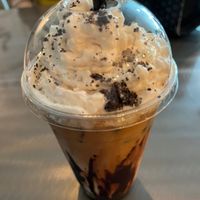 Oreo latte with oat milk and almond whipped topping  at Buddha's Brew in Mesa