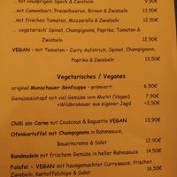 The vegetarian menu at Hüftgold Essen und Trinken in Monschau