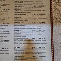 Menu at Pizza Circus in Barcelona