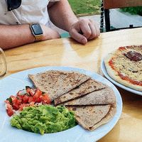 Quesadillas & pepperoni pizza  at BaoVegan in Cancun
