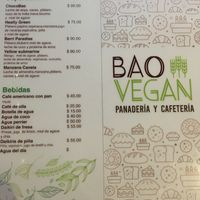 Drinks menu at BaoVegan in Cancun