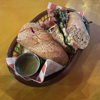 Baguette de jamón y queso $85mxn   at BaoVegan in Cancun