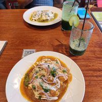 Enchiladas verde + roja at BaoVegan in Cancun