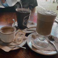 Coffee & the golden milk - yum!!!!  at BaoVegan in Cancun