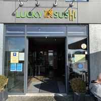 From outside at Lucky Sushi in Koege