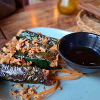 Tofu Seitan Betelblätterrollen at Comcha Vegan in Berlin