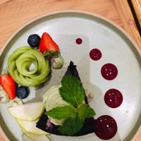 Duli chocolate cake! its delicious, with matcha cream and lots of fruit.  at Duli in Shanghai