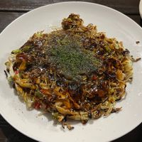 Vegan Okonomiyaki!  at Okonomiyaki Umikko in Naoshima