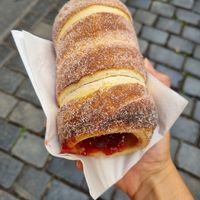 Strawberry jam filling at Sweet Dreams in Prague