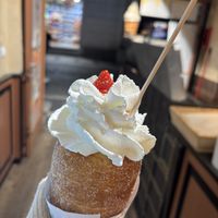 Chimney with cream and strawberries (filled with strawberries 🙌)  at Sweet Dreams in Prague