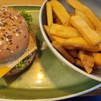 Zeitgeist burger and golden fries at Hans Im Glück - Mercedes Platz in Berlin