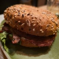Bagel with Planted.pastrami at Hans Im Glück - Mercedes Platz in Berlin