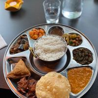 “8 small dishes vegan plate” at Malala - A taste of Indian/Pakistani Punjab in Umea