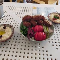 Falafels, hummus, baba ghanoush (all so good!) at Tahina Bite in Budapest