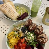 Tb classic sandwich and superfood bowl  at Tahina Bite in Budapest