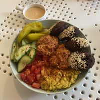 Spicy bowl with muhammara   at Tahina Bite in Budapest