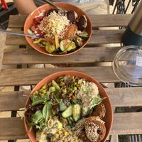 Our takeaway bowls reconstructed at home   at Tahina Bite in Budapest