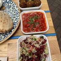 Falafels and two different salads (small portion)  at Mazel Tov in Budapest