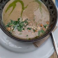 Lentil soup at Mazel Tov in Budapest