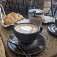 Coffee with vegan croissant at Oslo Kaffebar in Berlin