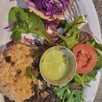 WFPB w/o oil: Tacos, Salad, Rice & Black beans 😋 at Flacos in Berkeley