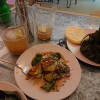Tamarind Lemonade with vegan tamal and paquetico de maduro at Rosa & Paula in Cologne