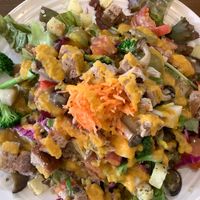 vegan salad with bread made in the cafe at Osampo Base in Nishinomiya