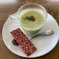 vegan broccoli soup  at Osampo Base in Nishinomiya
