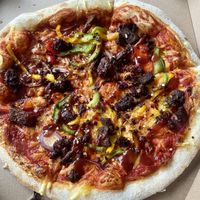 Vegan steak pizza  at New York Pizza in Goes