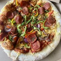 Vegan pepperoni pizza  at New York Pizza in Goes