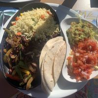 Vegetarian fajitas made vegan without the cheese and sour cream at Cool Peppers in Zakynthos