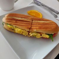 Vegan panini with Just Egg at Copenhagen Café in Tarpon Springs