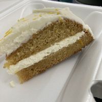 Vegan lemon cake. It was really nice, moist, and incredibly sweet! My little brother finished it for me!   at Copenhagen Café in Tarpon Springs